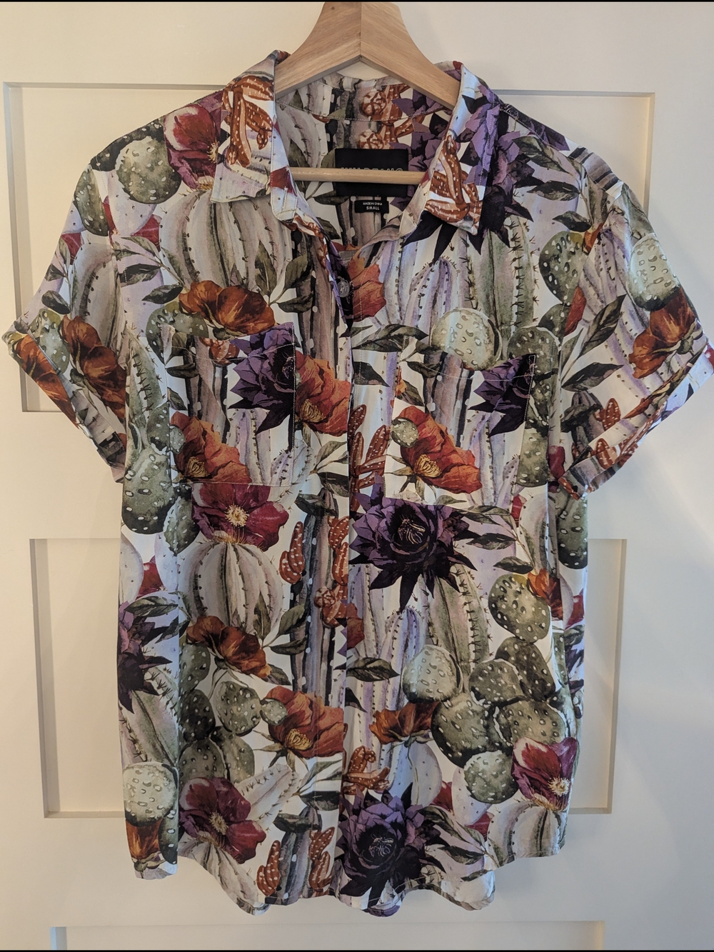 Wildfang Floral Cactus Short-Sleeve Shirt - Purple & Green
